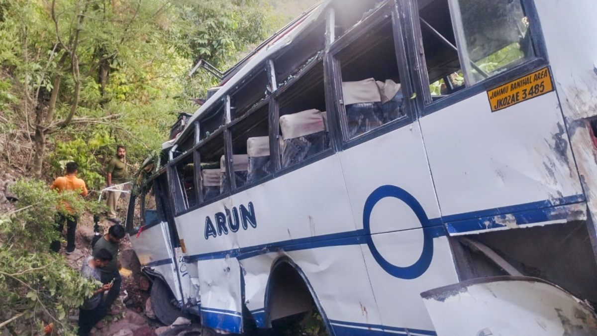 Terrorists attack bus carrying pilgrims in J&K’s Reasi.