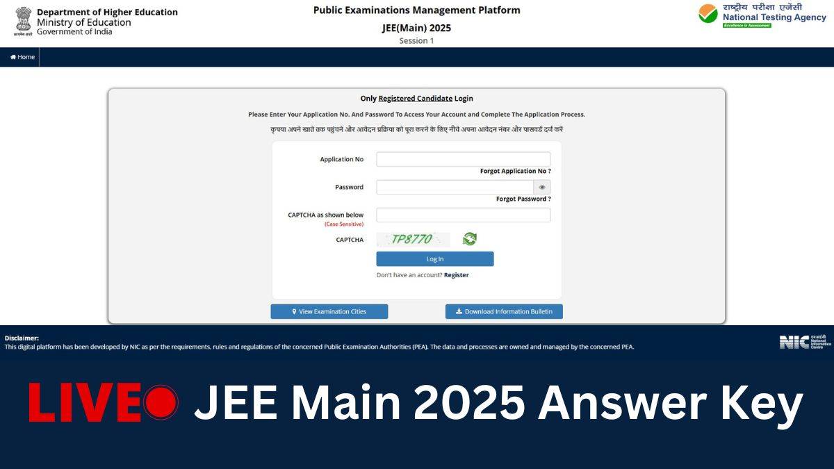 “JEE Mains 2025 Answer Key Live: Session 1 Soon”